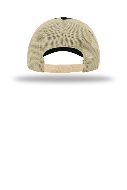 Richardson Garment Washed Trucker Cap 111 — Black/ Khaki (Back)