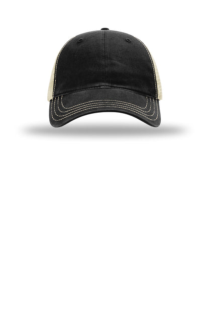 Richardson Garment Washed Trucker Cap 111 — Black/ Khaki