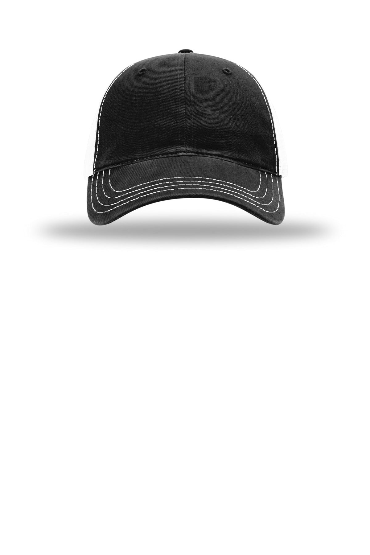 Richardson Garment Washed Trucker Cap 111 — Black/ White