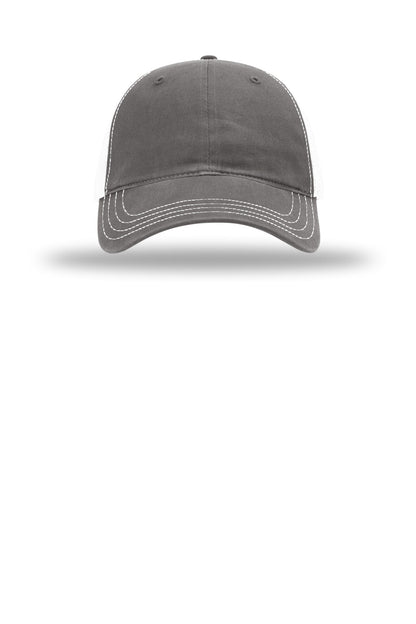 Richardson Garment Washed Trucker Cap 111 — Charcoal/ White