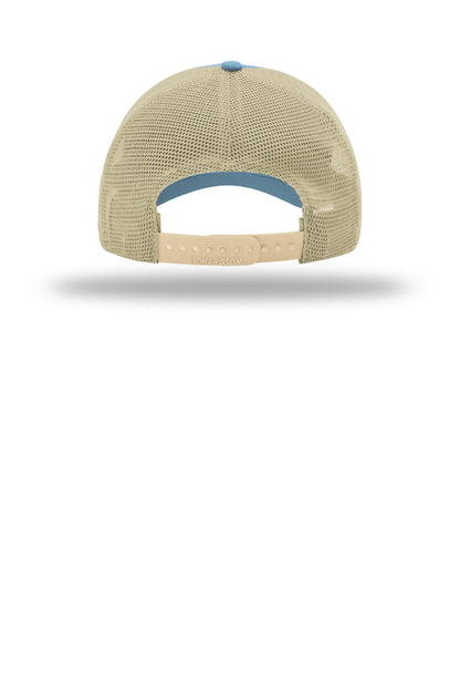 Richardson Garment Washed Trucker Cap 111 — Columbia Blue/ Khaki (Back)