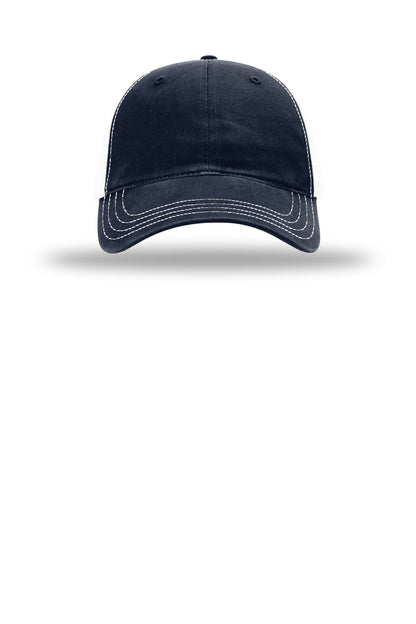 Richardson Garment Washed Trucker Cap 111 — Navy/ White