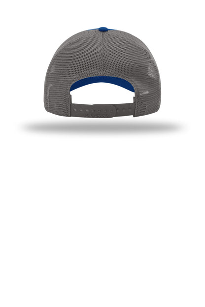 Richardson Garment Washed Trucker Cap 111 — Royal/ Charcoal (Back)