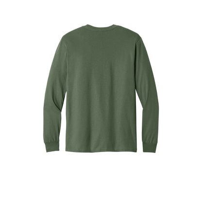 Gildan Heavy Cotton 100% Cotton Long Sleeve T-Shirt — Military Green (Back)