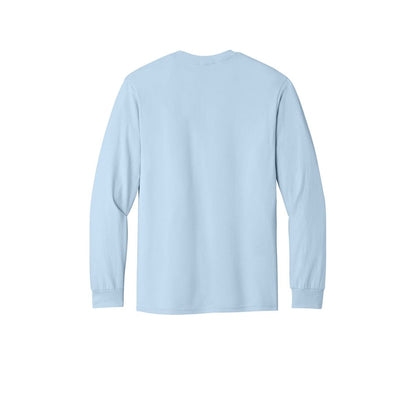 Gildan Heavy Cotton 100% Cotton Long Sleeve T-Shirt — Light Blue (Back)