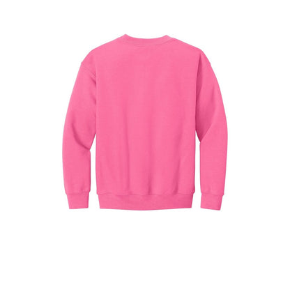 Gildan Youth Heavy Blend Crewneck Sweatshirt — Safety Pink (Back)