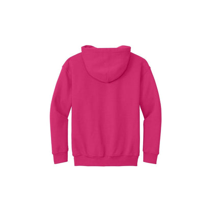 Gildan Youth Heavy Blend Hooded Sweatshirt — Heliconia (Back)