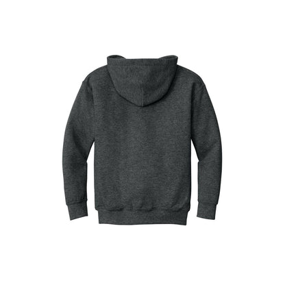 Gildan Youth Heavy Blend Hooded Sweatshirt — Fan Charcoal Heather (Back)