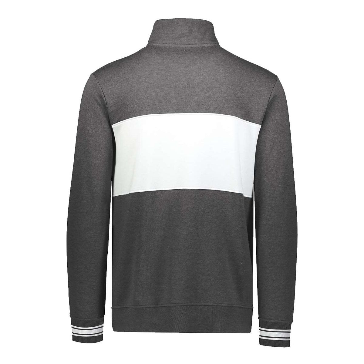 Ivy League Fleece Colorblocked Quarter-Zip Sweatshirt — Carbon Heather/ White (Back)