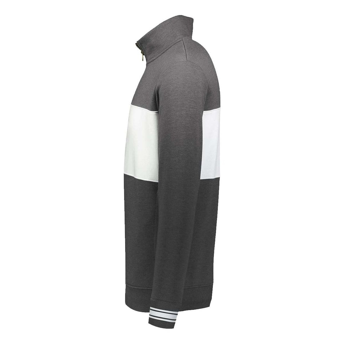 Ivy League Fleece Colorblocked Quarter-Zip Sweatshirt — Carbon Heather/ White (Left)