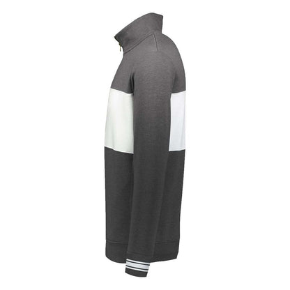 Ivy League Fleece Colorblocked Quarter-Zip Sweatshirt — Carbon Heather/ White (Left)