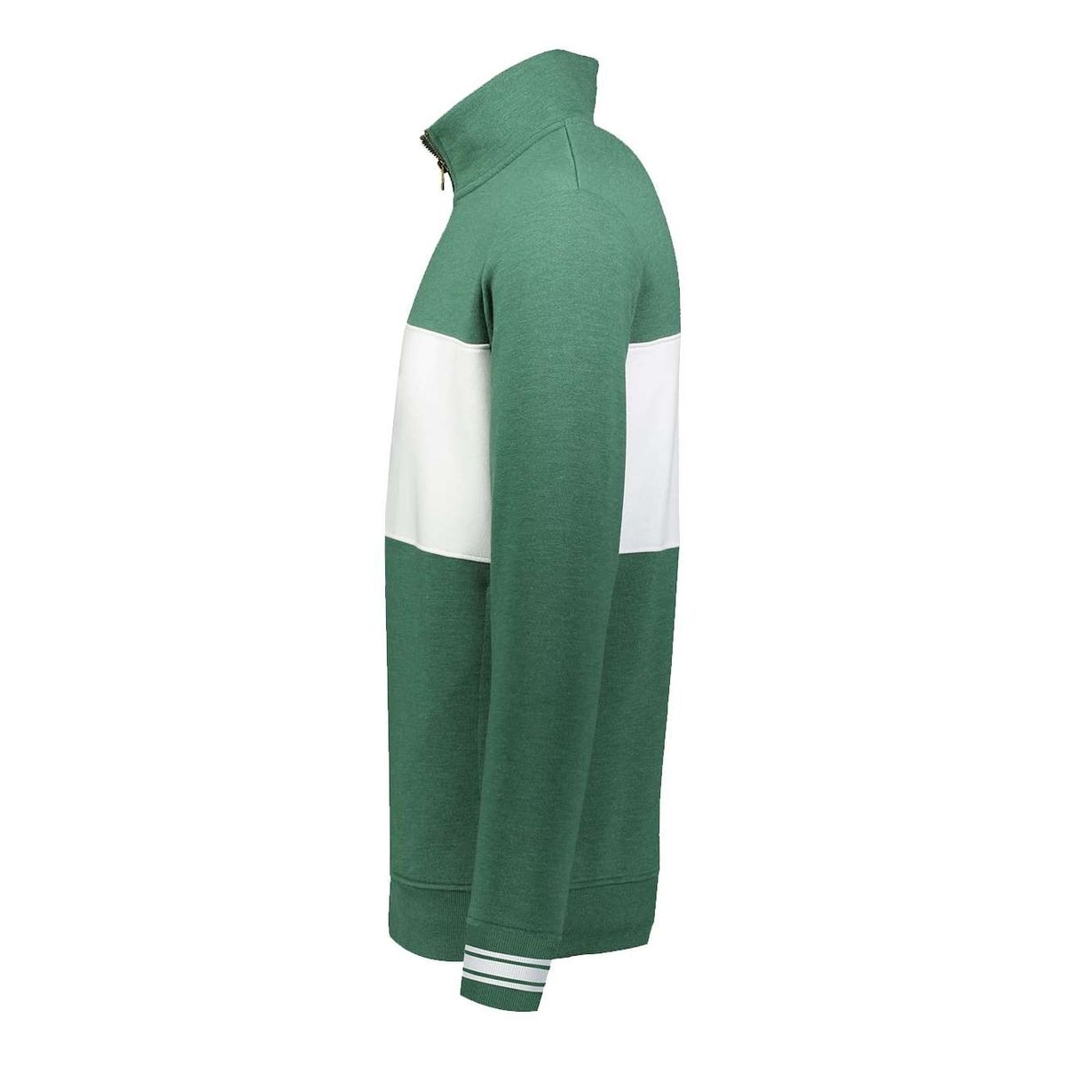 Ivy League Fleece Colorblocked Quarter-Zip Sweatshirt — Dark Green Heather/ White (Left)