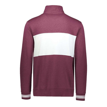 Ivy League Fleece Colorblocked Quarter-Zip Sweatshirt — Maroon Heather/ White (Back)