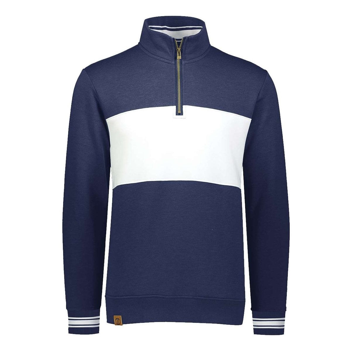 Ivy League Fleece Colorblocked Quarter-Zip Sweatshirt — Navy Heather/ White