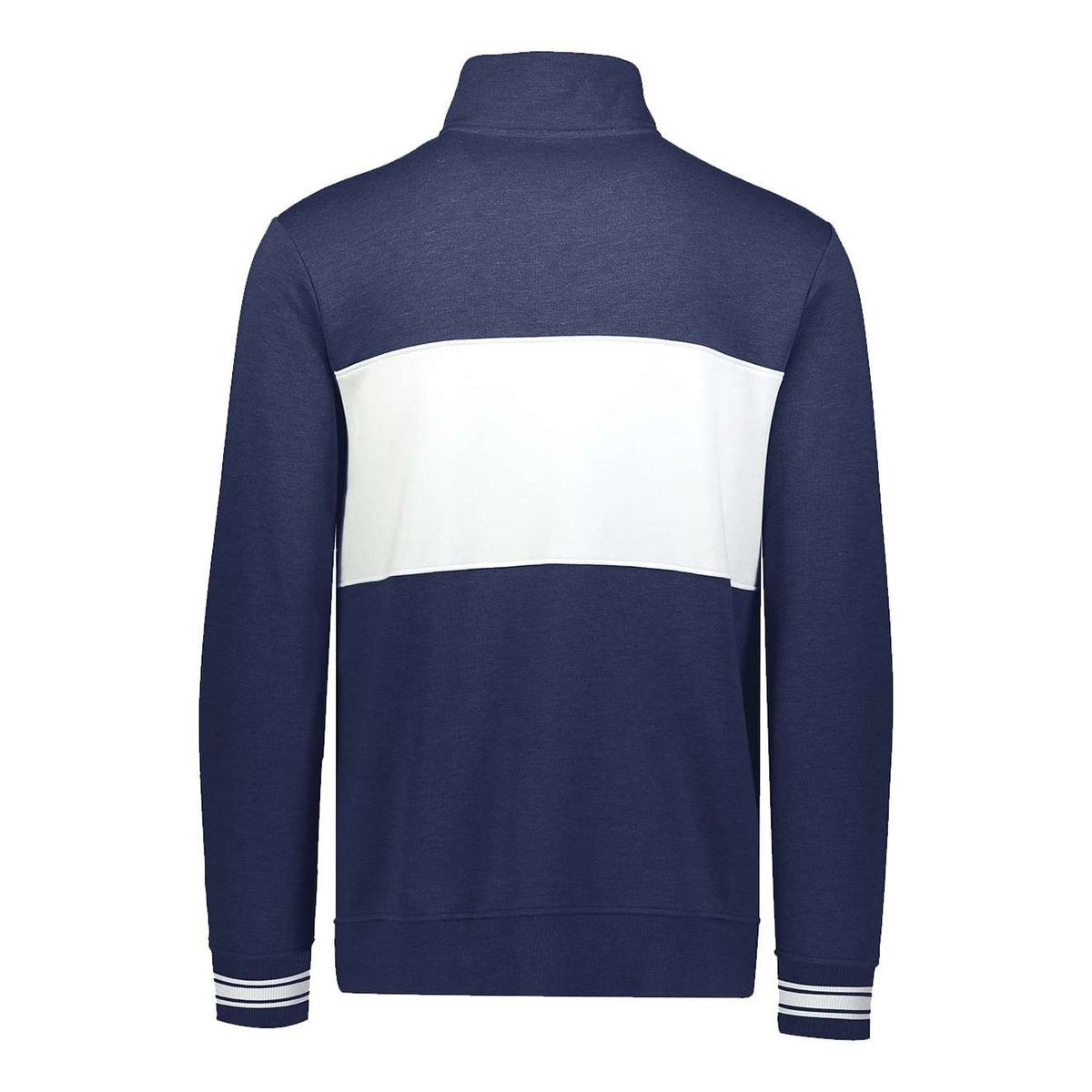 Ivy League Fleece Colorblocked Quarter-Zip Sweatshirt — Navy Heather/ White (Back)