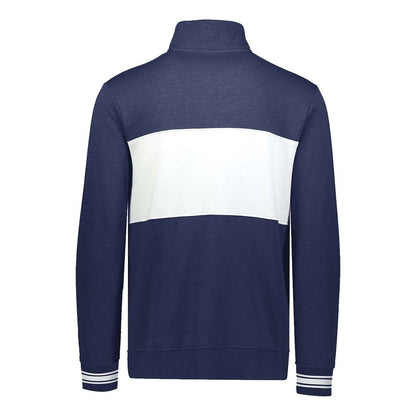 Ivy League Fleece Colorblocked Quarter-Zip Sweatshirt — Navy Heather/ White (Back)