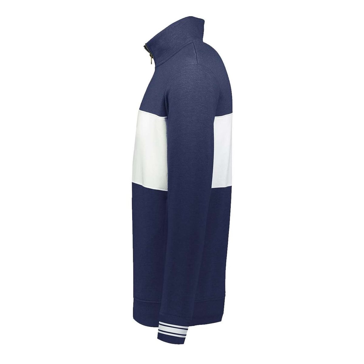 Ivy League Fleece Colorblocked Quarter-Zip Sweatshirt — Navy Heather/ White (Left)