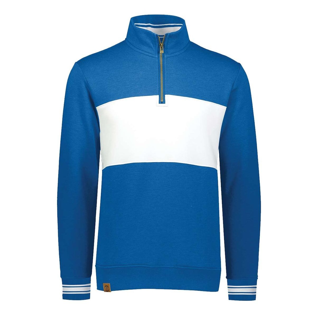Ivy League Fleece Colorblocked Quarter-Zip Sweatshirt — Royal Heather/ White