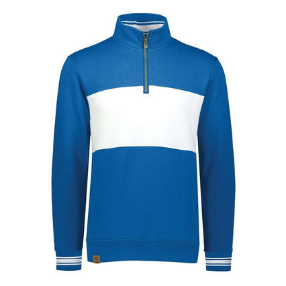 Ivy League Fleece Colorblocked Quarter-Zip Sweatshirt — Royal Heather/ White