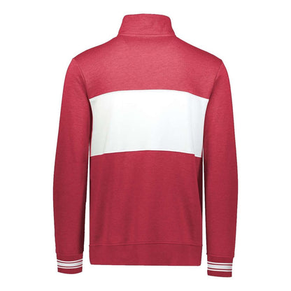 Ivy League Fleece Colorblocked Quarter-Zip Sweatshirt — Scarlet Heather/ White (Back)