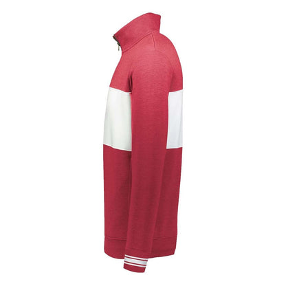Ivy League Fleece Colorblocked Quarter-Zip Sweatshirt — Scarlet Heather/ White (Left)
