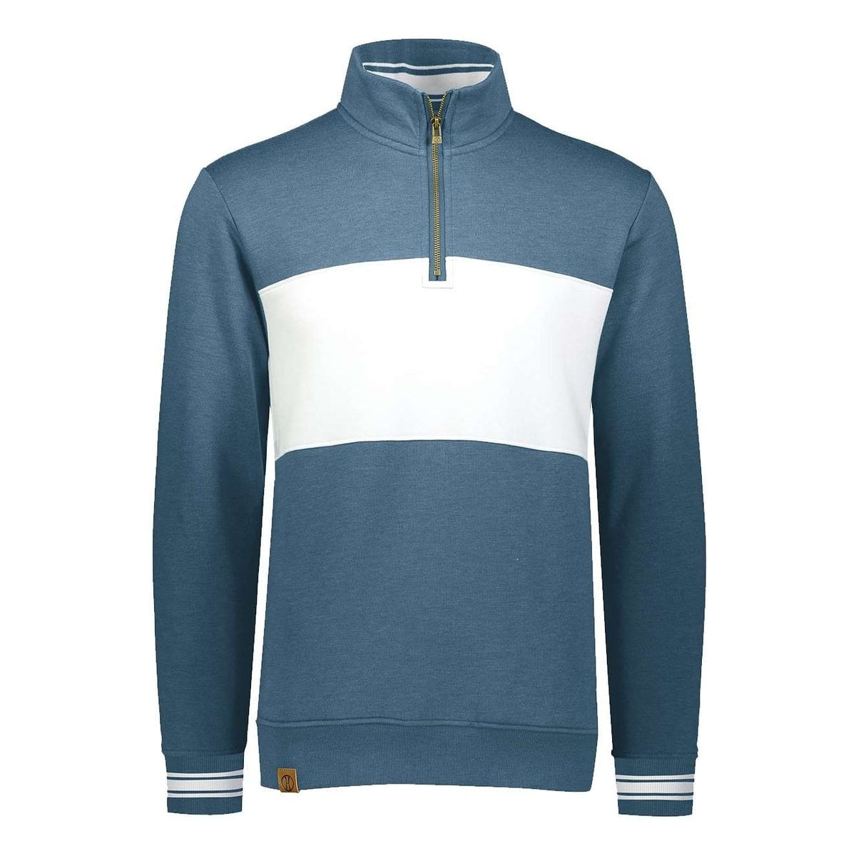 Ivy League Fleece Colorblocked Quarter-Zip Sweatshirt — Storm Heather/ White
