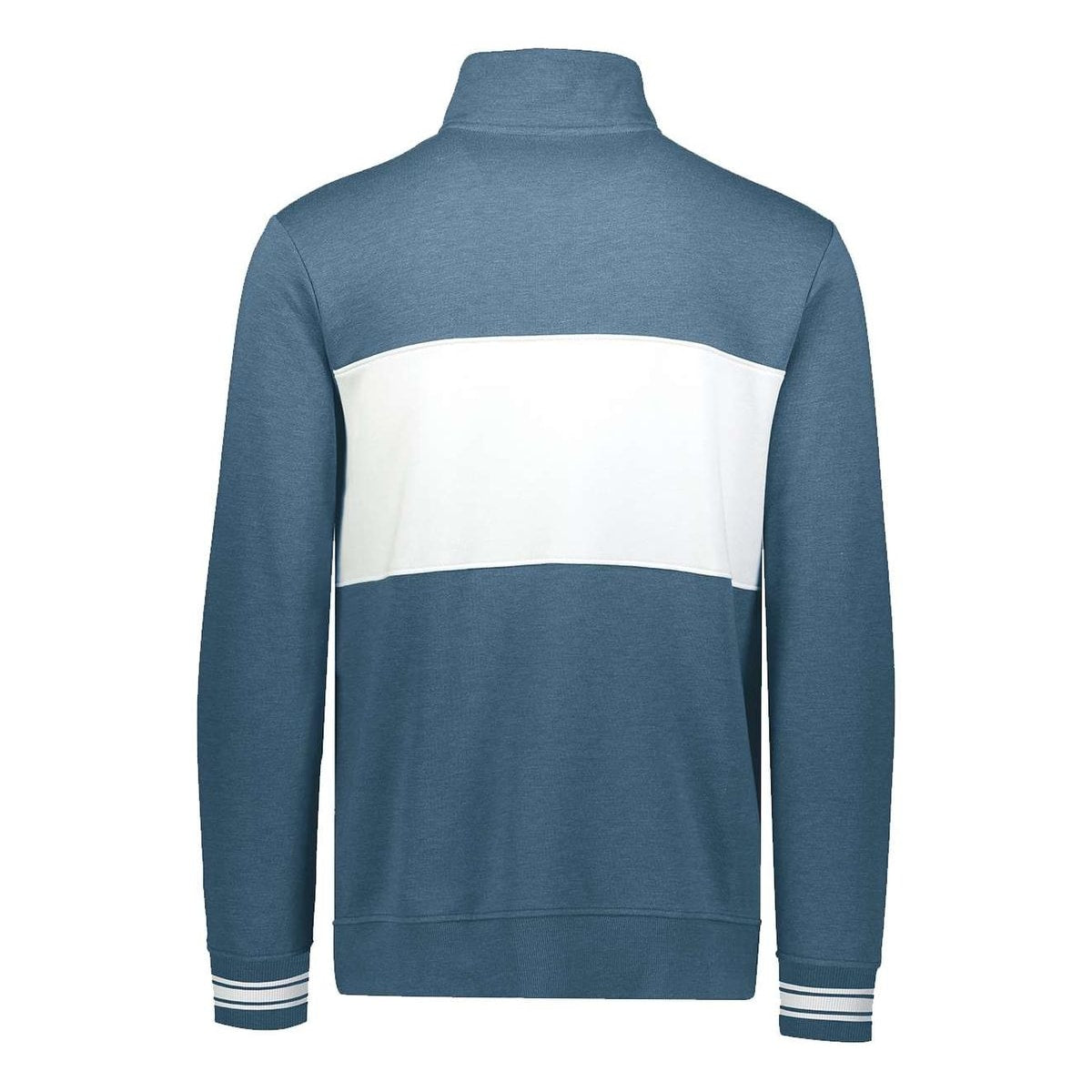 Ivy League Fleece Colorblocked Quarter-Zip Sweatshirt — Storm Heather/ White (Back)
