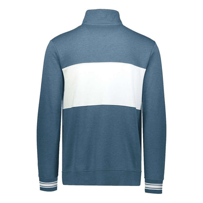 Ivy League Fleece Colorblocked Quarter-Zip Sweatshirt — Storm Heather/ White (Back)