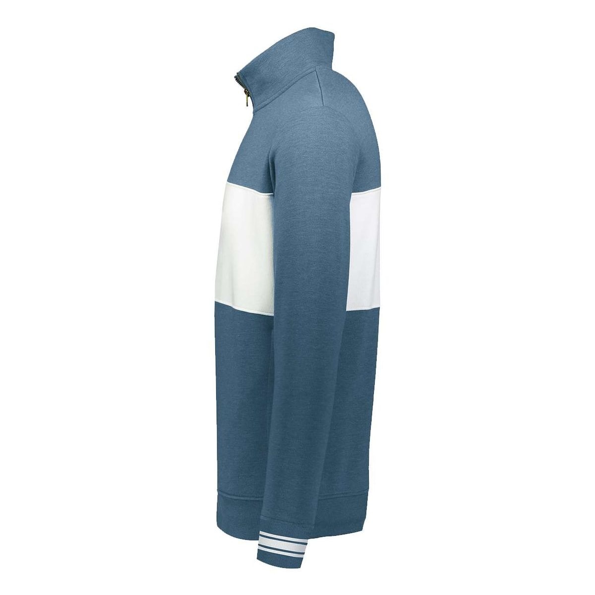 Ivy League Fleece Colorblocked Quarter-Zip Sweatshirt — Storm Heather/ White (Left)