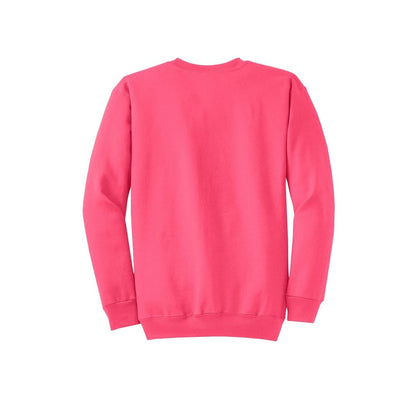Port & Co™ Core Fleece Crewneck Sweatshirt — Neon Pink (Back)