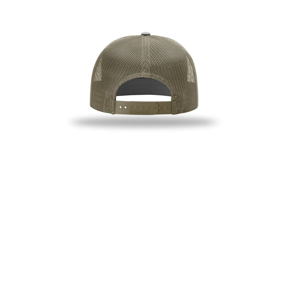 Richardson 7-Panel Trucker Cap 168 — Black/ Green Camo/ Loden (Back)