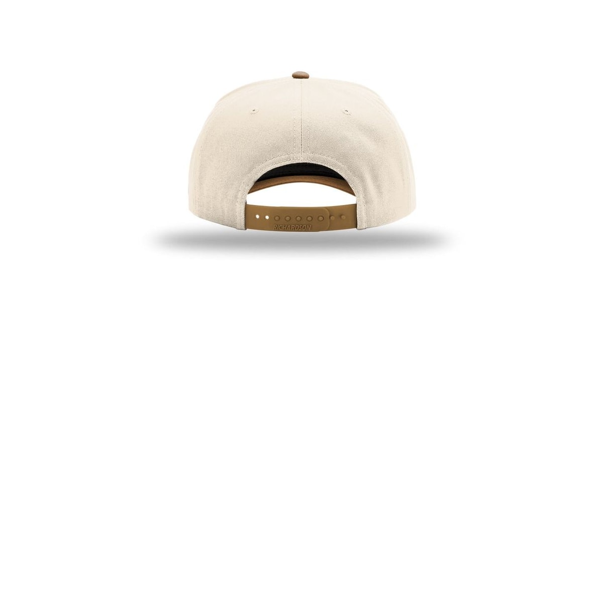 Richardson Full Fabric 5-Panel Champ 323FPC Cap — Cream/ Cream/ Caramel (Back)