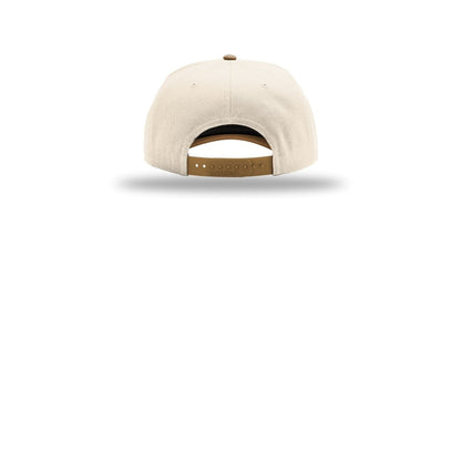 Richardson Full Fabric 5-Panel Champ 323FPC Cap — Cream/ Cream/ Caramel (Back)