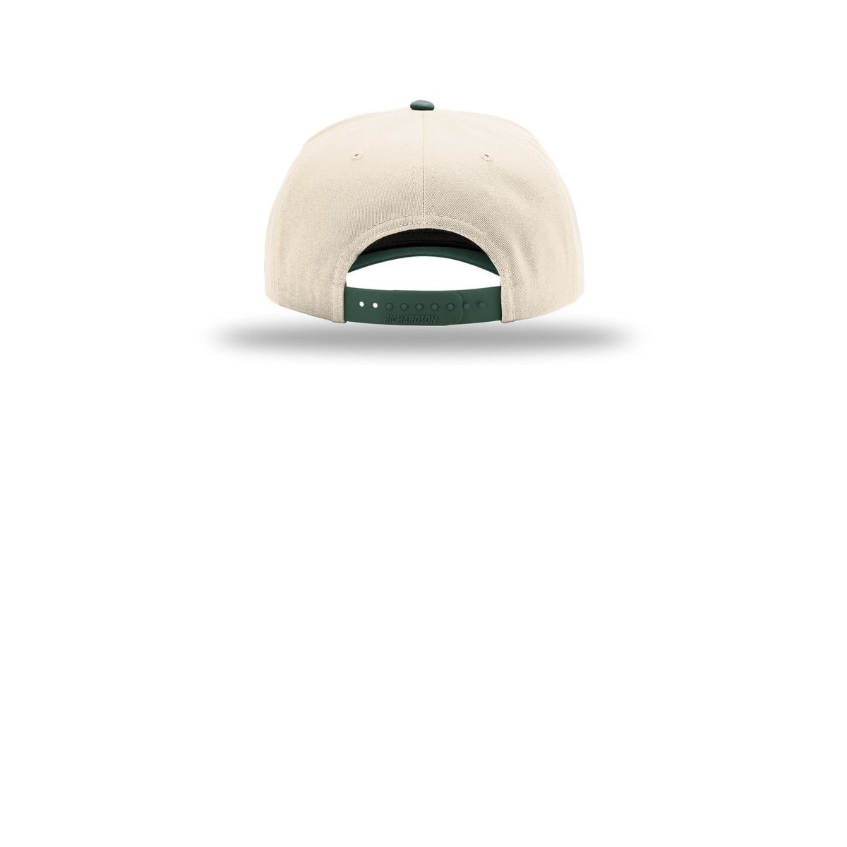 Richardson Full Fabric 5-Panel Champ 323FPC Cap — Cream/ Cream/ Dark Green (Back)
