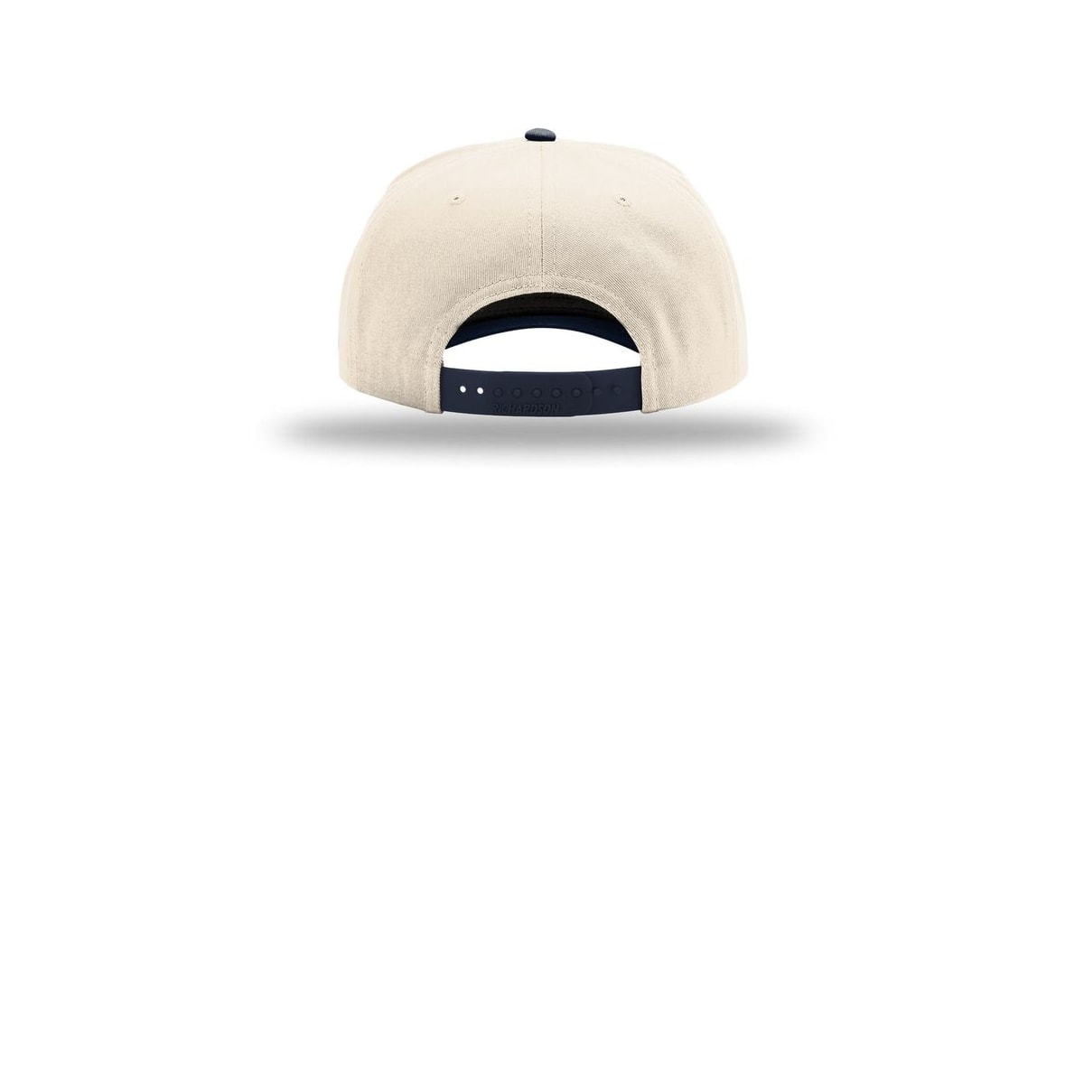Richardson Full Fabric 5-Panel Champ 323FPC Cap — Cream/ Cream/ Navy (Back)