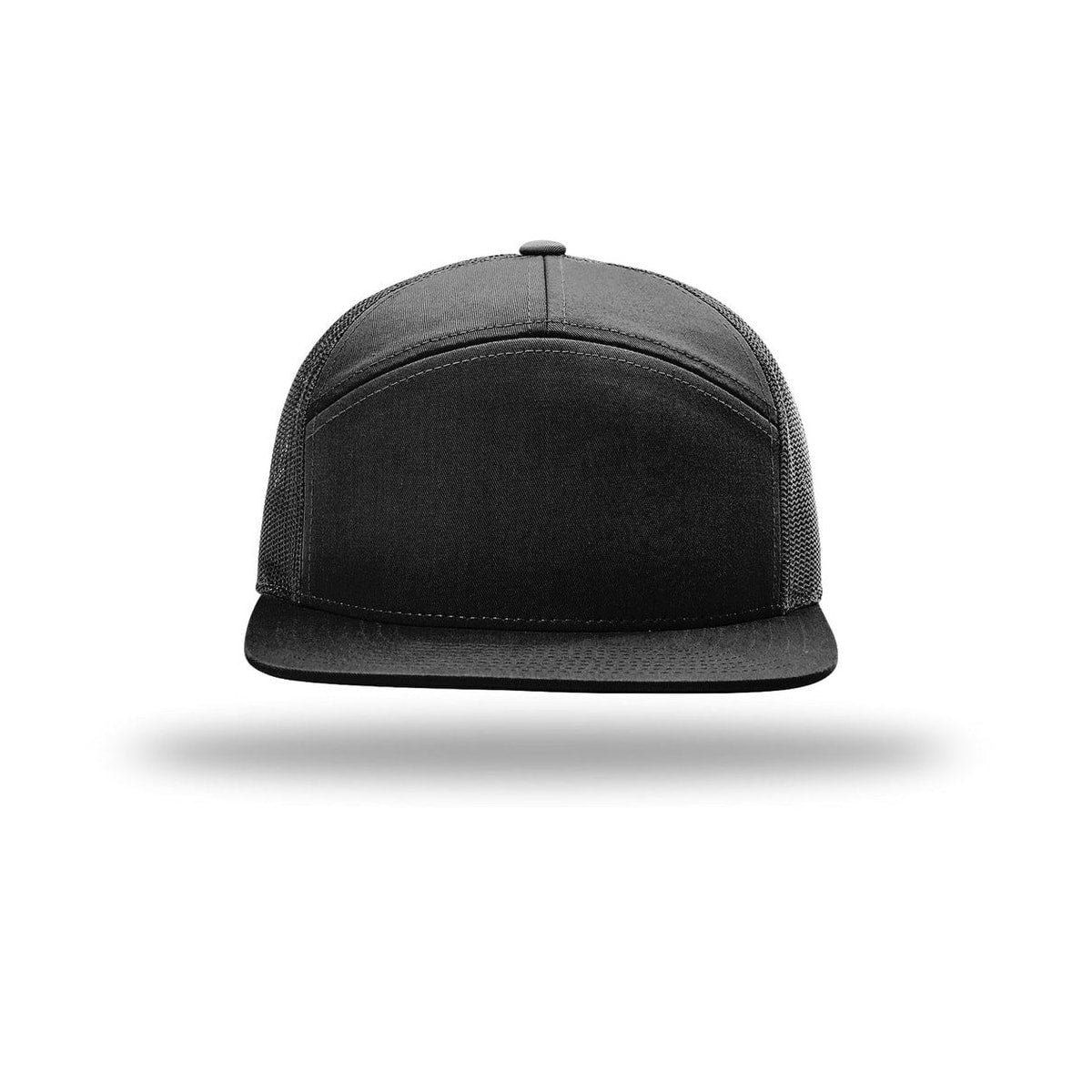 embroidered-hi-pro-7-panel-trucker-cap — Black