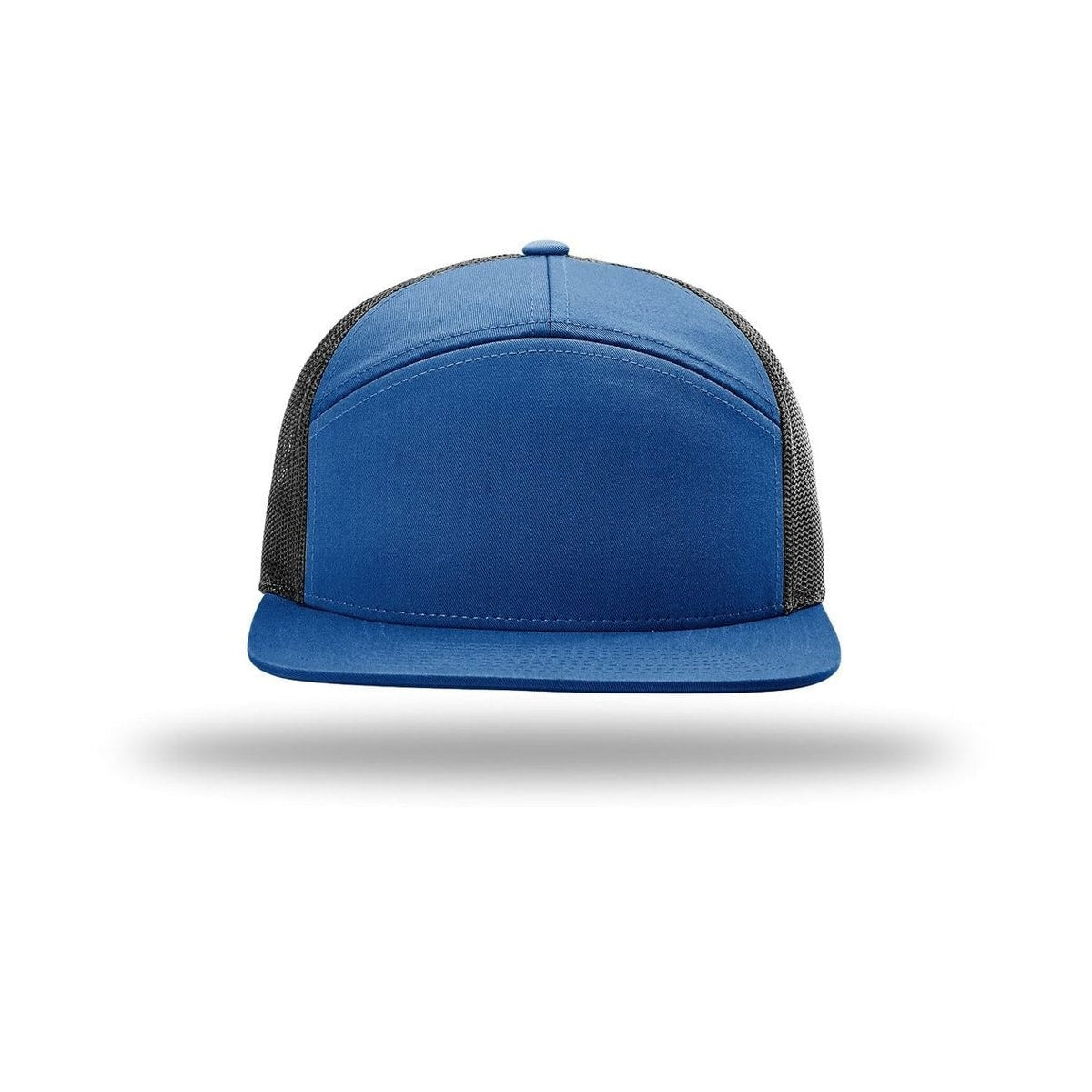 embroidered-hi-pro-7-panel-trucker-cap — Royal/ Black