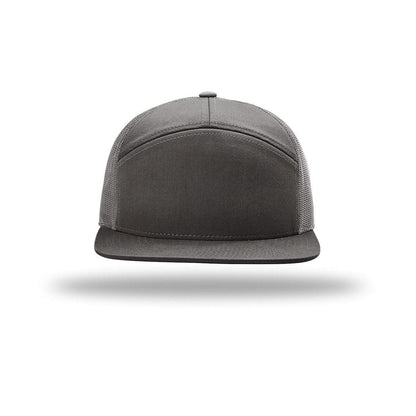 embroidered-hi-pro-7-panel-trucker-cap — Charcoal