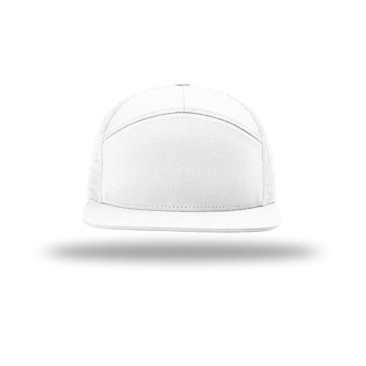embroidered-hi-pro-7-panel-trucker-cap — White