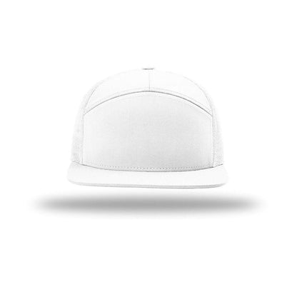 embroidered-hi-pro-7-panel-trucker-cap — White