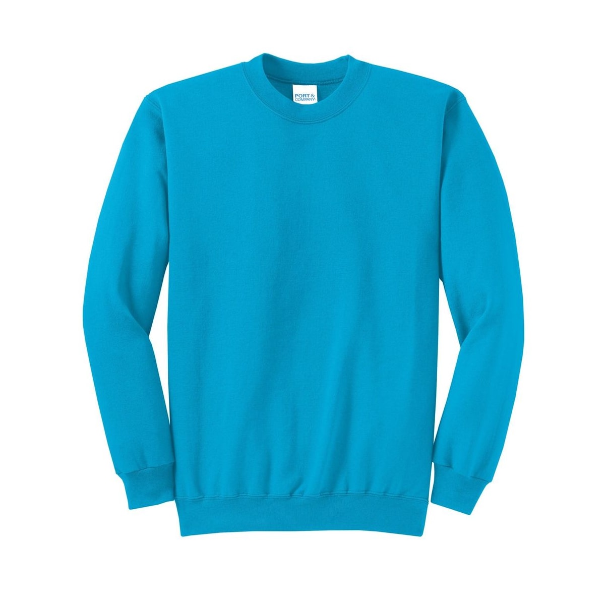 port-and-co-core-fleece-crewneck-sweatshirt — Neon Blue