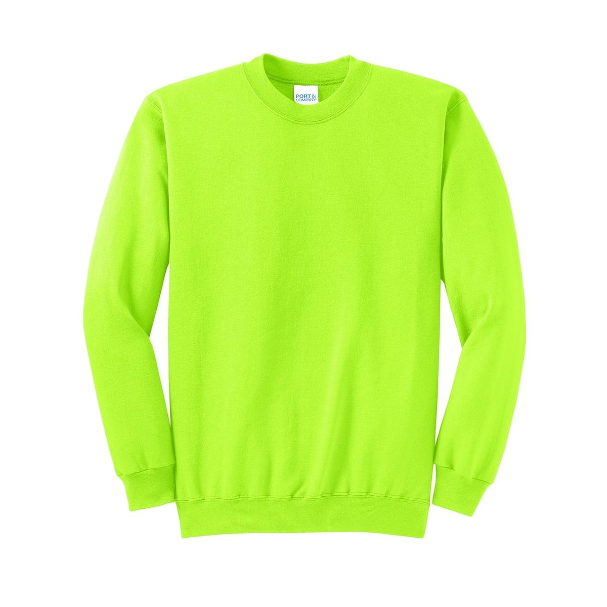 port-and-co-core-fleece-crewneck-sweatshirt — Neon Yellow