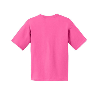 gildan-youth-cotton-t-shirt — Safety Pink back