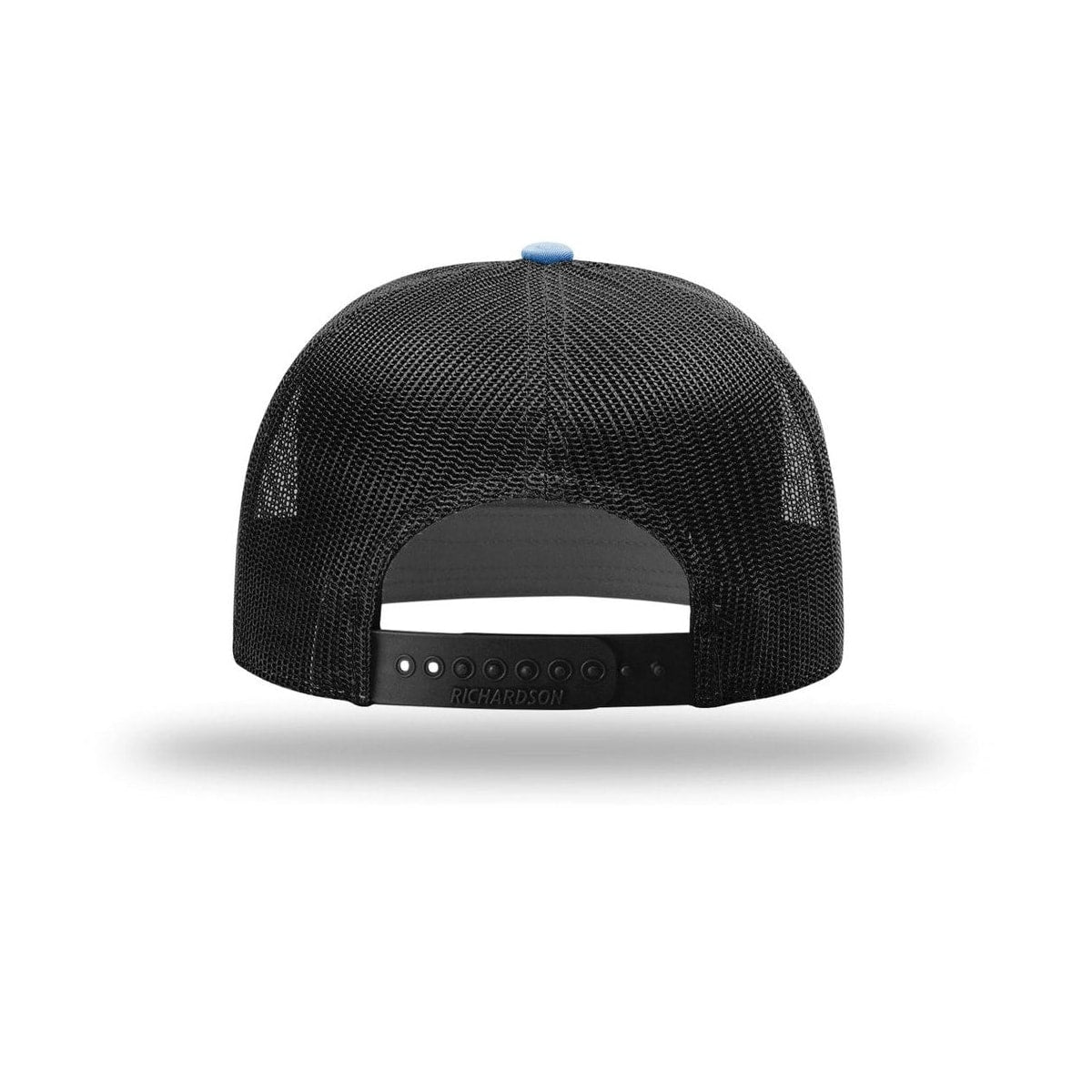 embroidered-hi-pro-7-panel-trucker-cap — Royal/ Black back