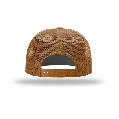 embroidered-hi-pro-7-panel-trucker-cap — Caramel back