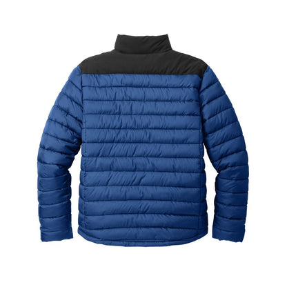 embroidered-men-s-puffer-jacket — True Blue/ Deep Black back