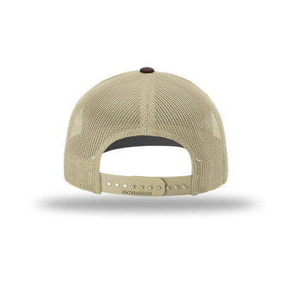 embroidered-richardson-112-r-flex-adjustable-trucker-cap-112pl — Brown/ Khaki back