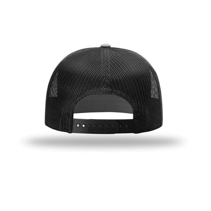 embroidered-richardson-7-panel-trucker-cap-168 — Charcoal/ Burnt Orange/ Black back
