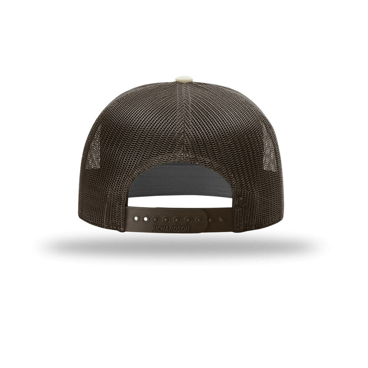 embroidered-richardson-7-panel-trucker-cap-168 — Pale Khaki/ Brown back