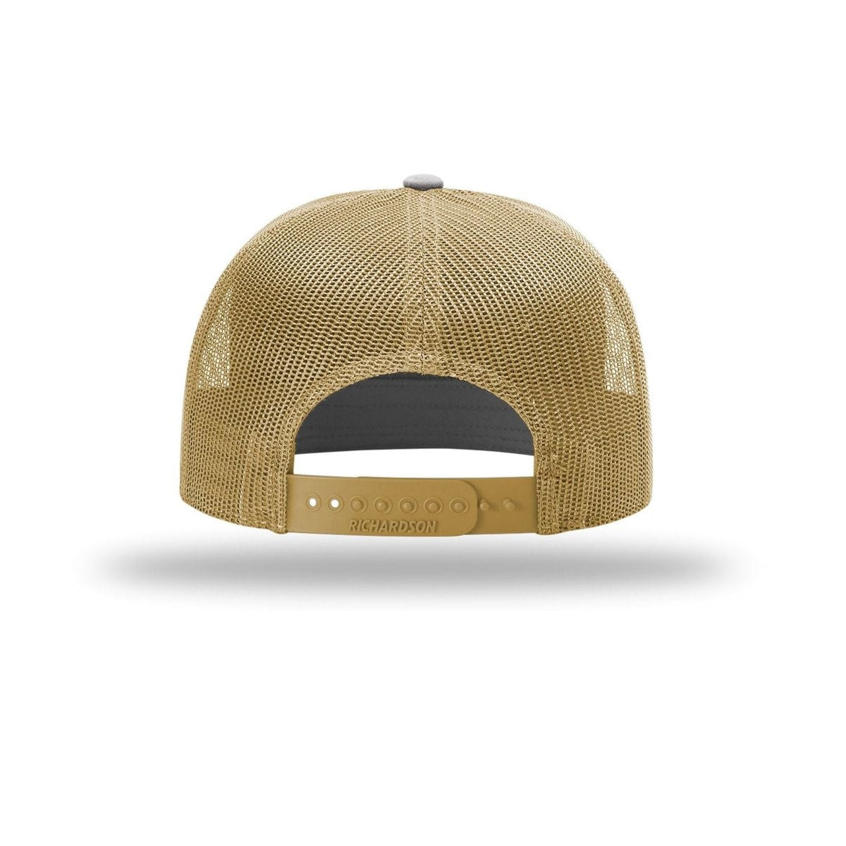 embroidered-richardson-7-panel-trucker-cap-168 — Charcoal/ Old Gold back